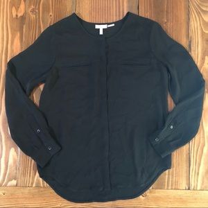 Joie 100% Silk Black Button Down Blouse